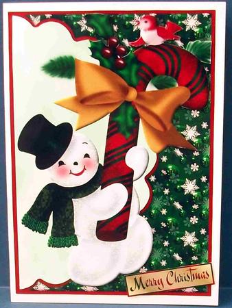 Candy Cane Snowman Envelope Card by Cheryl French