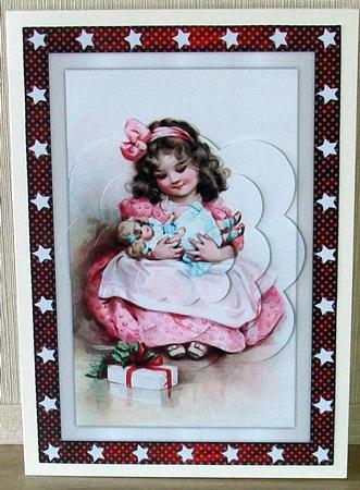 Christmas Girl with Doll Scalloped Pyramid by Cheryl French