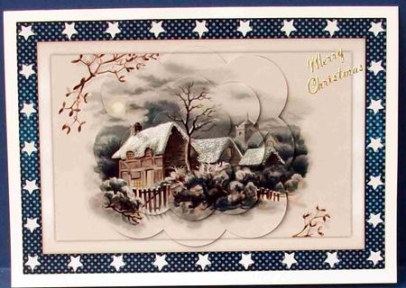 Victorian Christmas Scene Scalloped Pyramid by Cheryl French