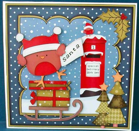 8x8 Xmas Bobbin Robin Letter for Santa Mini Kit 3D Decoupage by Cheryl French