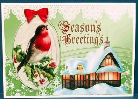 Lovely Robin Oval Pyramids with Snow Cottage by Cheryl French