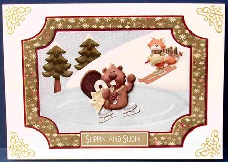 Christmas Skating Plaque Card by Cheryl French