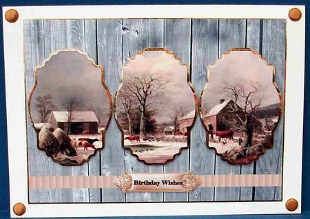 Farm at Winter Panel Card with Toppers by Cheryl French