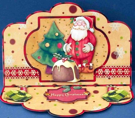 Santa Loves Figgy Pudding - Scallop Easel Card Mini-kit by Cheryl French