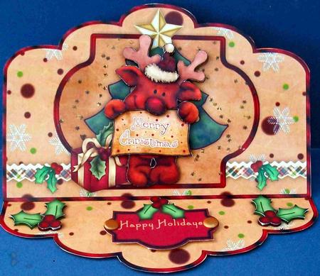 Rudolph's Christmas Message - Scallop Easel Card Mini-kit by Cheryl French