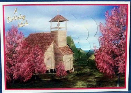 Wooden Church Scalloped Pyramage by Cheryl French