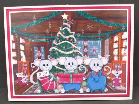 Christmas Mice & Tree Card Front and Step by Step by Cheryl French