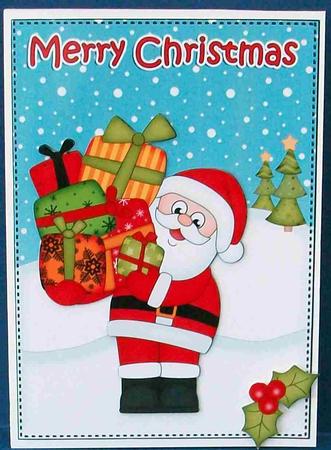 5x7 Christmas Santa's Presents 3D Decoupage by Cheryl French