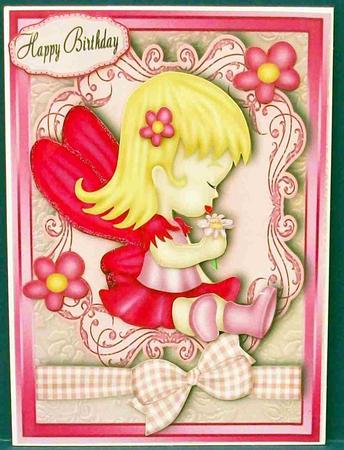 Cute Pink Fairy with Flower by Cheryl French