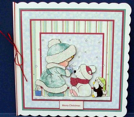 Waiting in Line for Their Gifts Card with Decoupage by Cheryl French