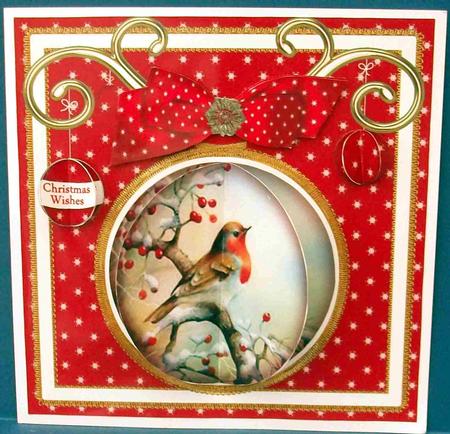Red Robin 3D Bauble Mini Card Front Kit by Cheryl French