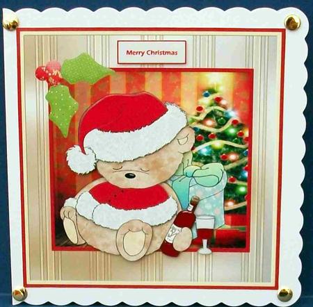 Boozy Christmas Bear Card with Decoupage by Cheryl French