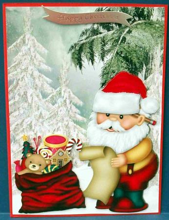 Santa in Red with His Christmas List in the Snow by Cheryl French