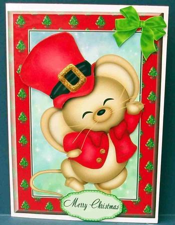 Cute Christmas Mouse in Red by Cheryl French
