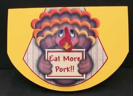 Eat More Pork! Humorous Christmas Wobble Card by Cheryl French