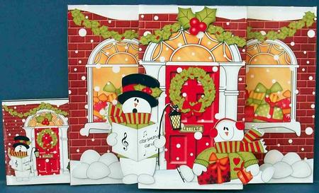 3D Christmas Singing Snowman Up Front Card Decoupage by Cheryl French