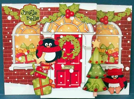 3D Christmas Pip Penguin's Star Up Front Card Decoupage by Cheryl French