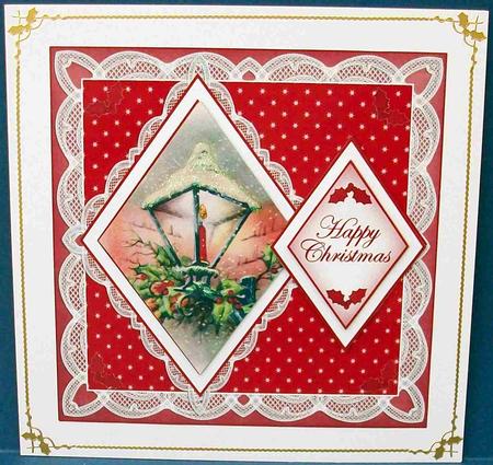 Red Lantern Happy Christmas 7in Double Diamond Topper by Cheryl French