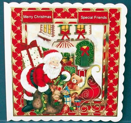 Santa's Work Has Started 7x7 Approx Card with Decoupage by Cheryl French