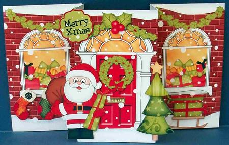 3D Xmas Santa Up Front Card Decoupage by Cheryl French