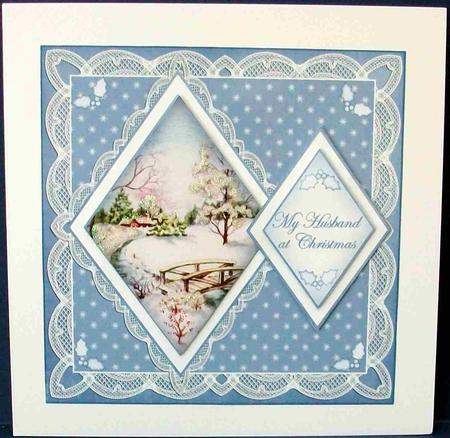 Blue Snowscene My Husband 7in Double Diamond Topper by Cheryl French