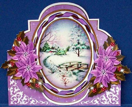 Lilac Snowscene Fancy Shaped Over 3D Mini Card Kit by Cheryl French