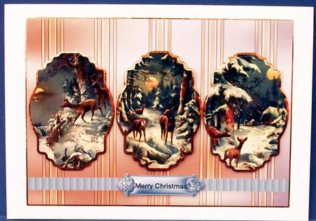 Reindeer in the Snow Panel Card with Toppers by Cheryl French