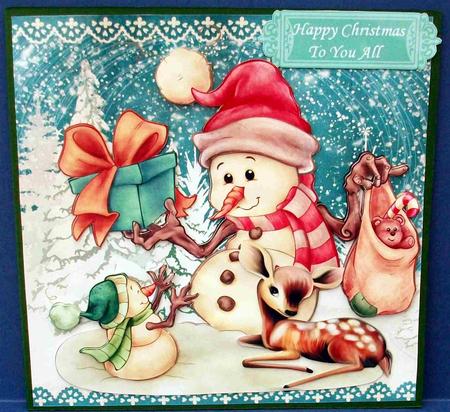 Adorable Little Snowman with Cute Little Deer 8x8 Mini Kit by Cheryl French