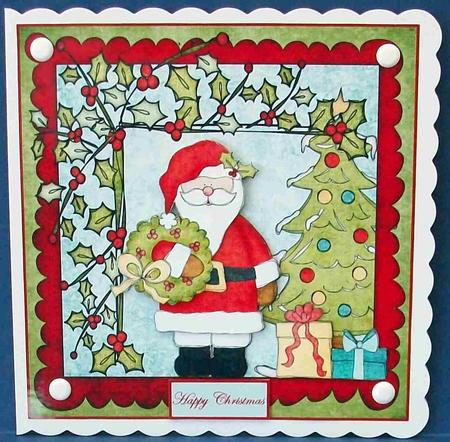 Santa and His Christmas Tree Card by Cheryl French