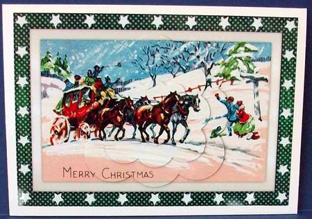 Vintage Christmas Coach Scalloped Pyramid by Cheryl French