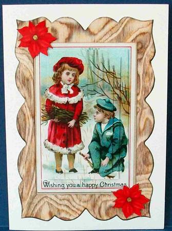 Vintage Children Gathering Twigs in the Snow Pyramids by Cheryl French