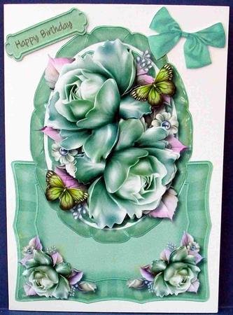 Lovely Pale Green Roses Over the Top Card  by Cheryl French
