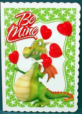Cute Dragon with Lots of Hearts, Be Mine! by Cheryl French