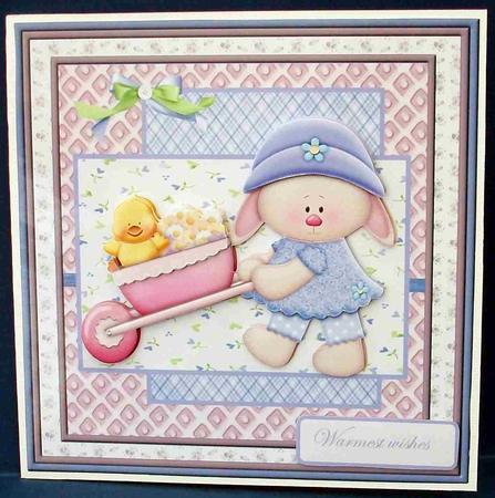 Susie with Her Wheelbarrow Card, with Decoupage by Cheryl French