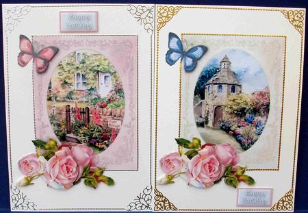 Cottage & Pink Roses Duodecoupage by Cheryl French