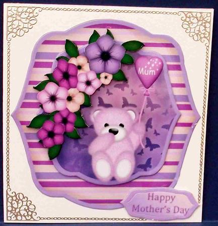 Teddy for Mum Shaped Topper by Cheryl French