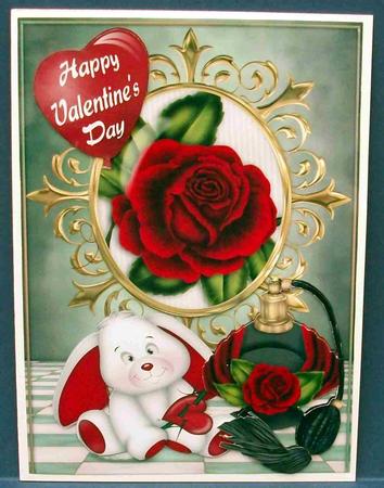 Roses and Perfume with Valentine Bunny by Cheryl French