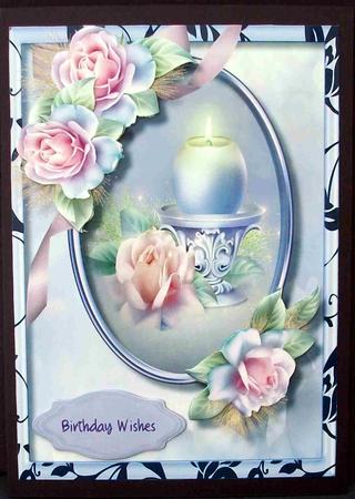 Beautiful Lilac Candle and Blush Roses  by Cheryl French