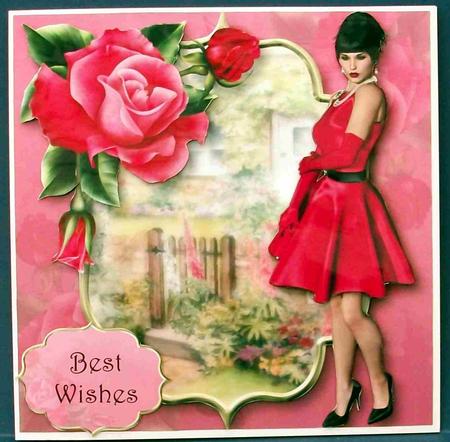 Ladies Day with Deep Pink Roses 8x8 Mini Kit by Cheryl French