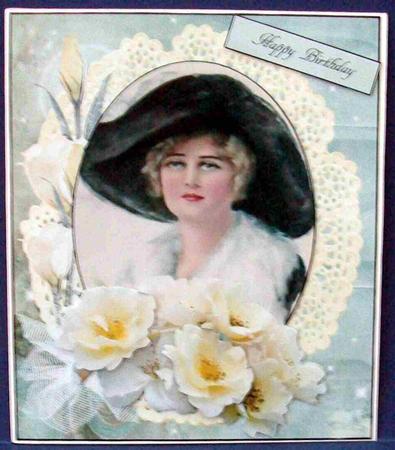 Ivory Rose Vintage Portrait Topper with Decoupage by Cheryl French