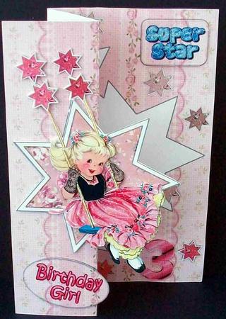 Super Star Birthday Girl, Fold Back Mini Kit Decoupage by Cheryl French
