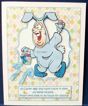 The Easter Bunny is Recalling Eggs Blue by Cheryl French