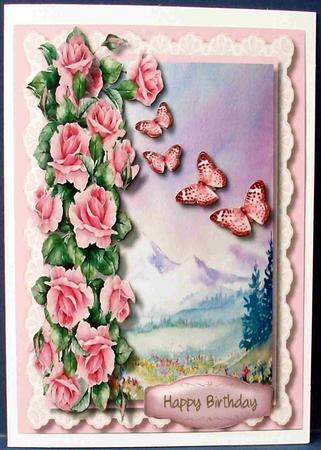Beautiful Roses and Butterflys in a Alpine Meadow  by Cheryl French