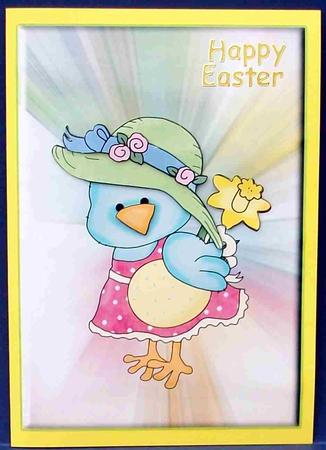 Bird with Easter Egg and Daff by Cheryl French