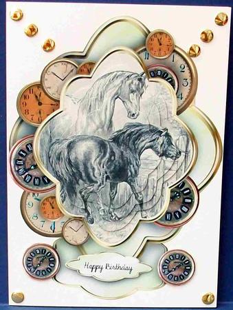 Vintage Horses Male Card by Cheryl French
