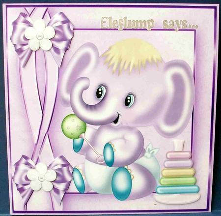 Cute Baby Ele, with His Rattle and Toys 8x8 by Cheryl French