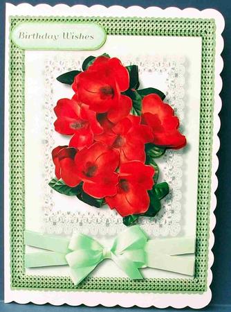Beautiful Red Magnolias on Lace  by Cheryl French
