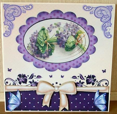 Pretty Lilac Floral Oval Pyramids with Bows 8x8 Mini Kit by Cheryl French