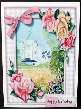 Beautiful Windmill and Edwardian Roses  by Cheryl French