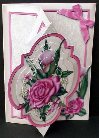 Pink Roses Diamond Fold Card Kit by Cheryl French